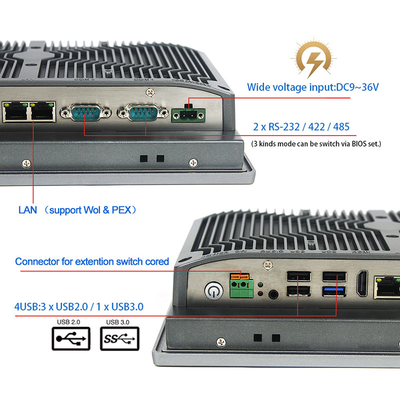 Grado integrado industrial TPM2.0 8vo Gen Core I5 de la pulgada IP65 de la PC 10 del panel táctil