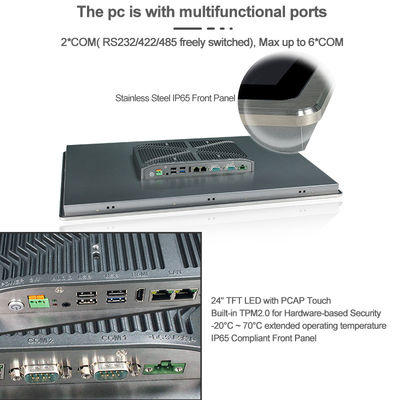 PC silenciosa PCAP del panel de 250cd/m2 SUS304 HMI con RJ45 dual los 24in