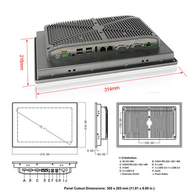 ordenador industrial de la 8va de la GEN I7 Windows11 de 12 pulgadas pantalla táctil Fanless de la prenda impermeable mini